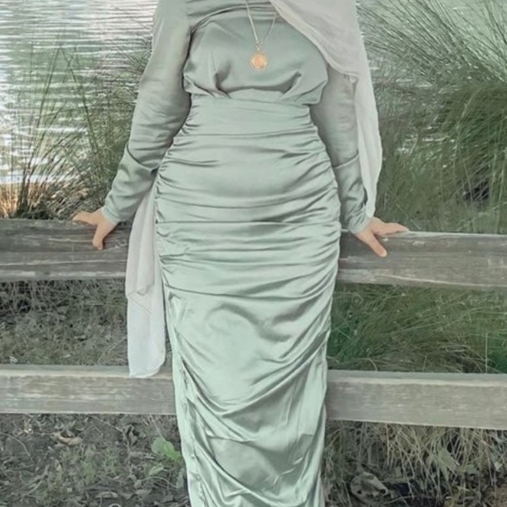 Sage green satin maxi dress*SOLD*